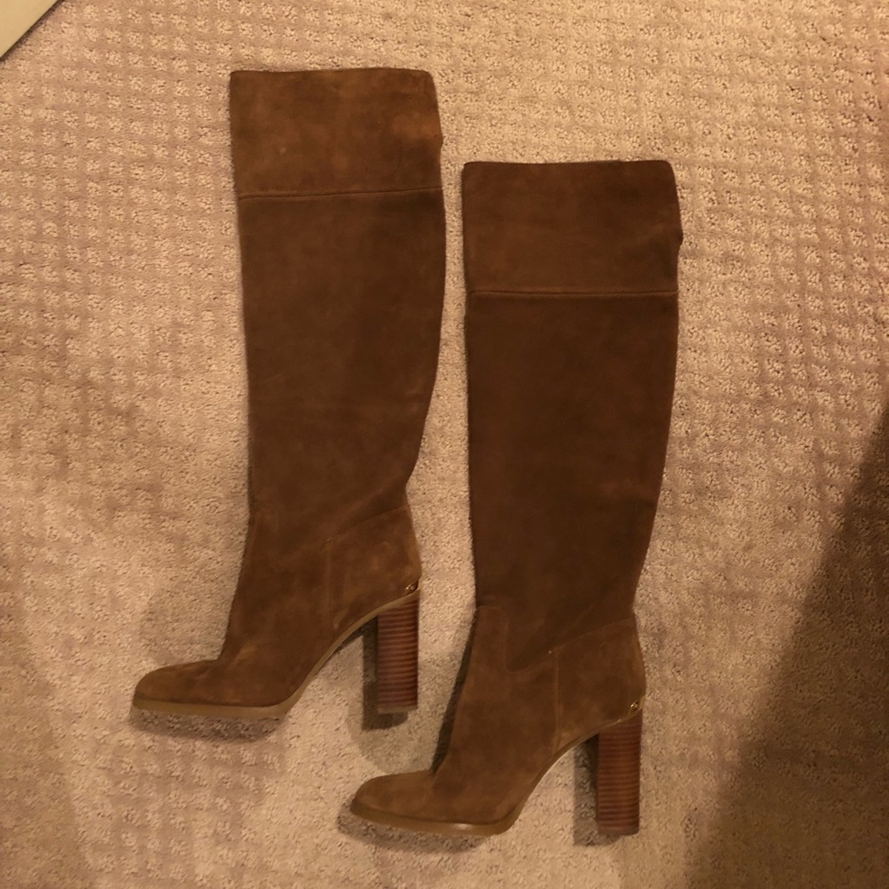 Michael Kors Tan Suede Over the Knee Heeled Boots